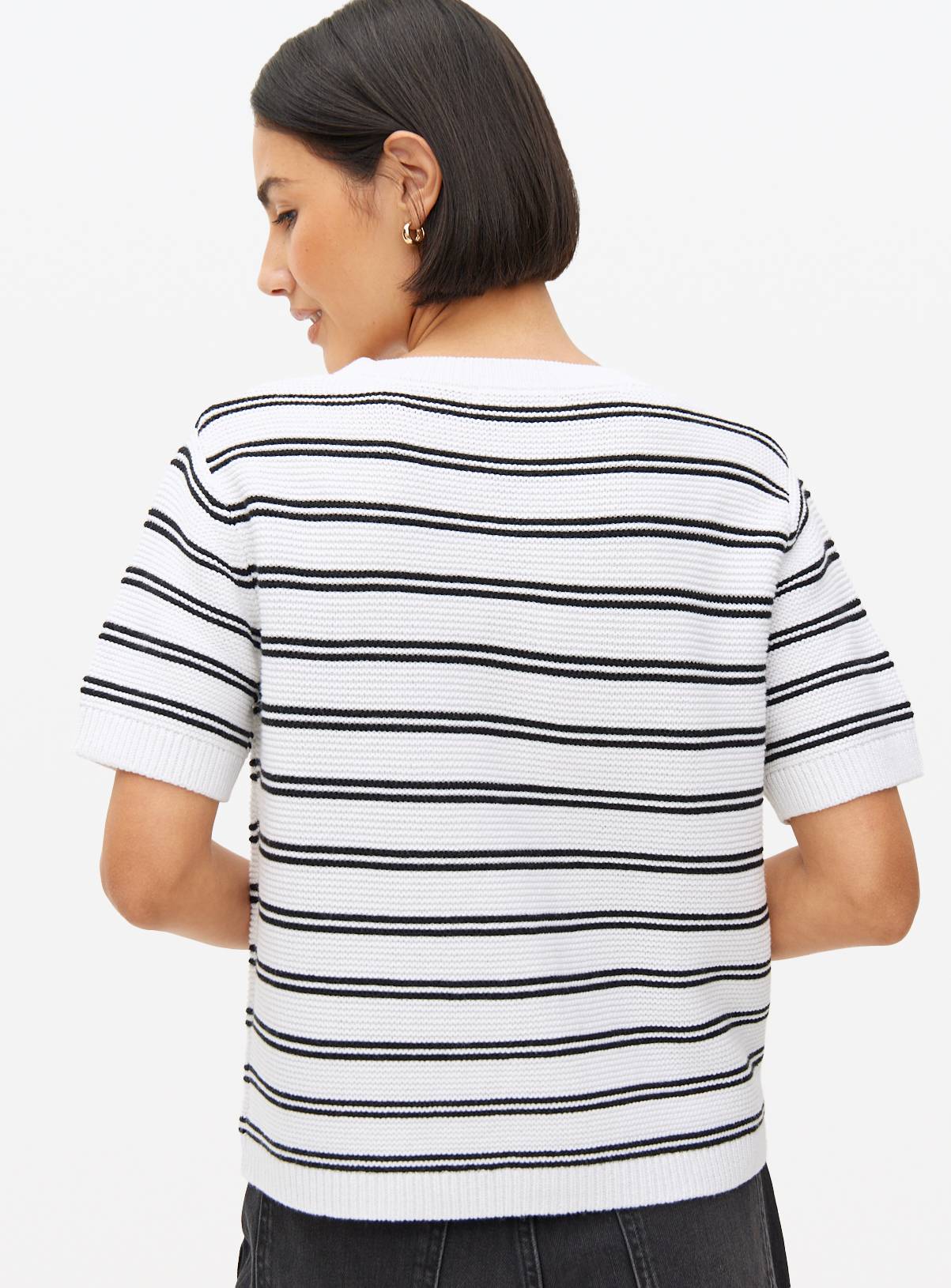 White Striped Short Sleeve Cardigan  16 - Image 4